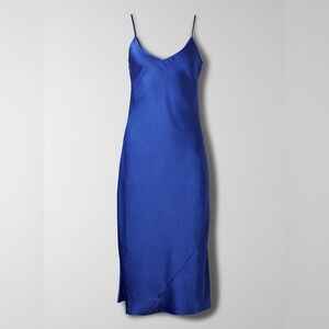 ‘WILFRED’ ARITZIA ONLY SLIP SATIN MIDI DRESS COBALT BLUE SIZE US M